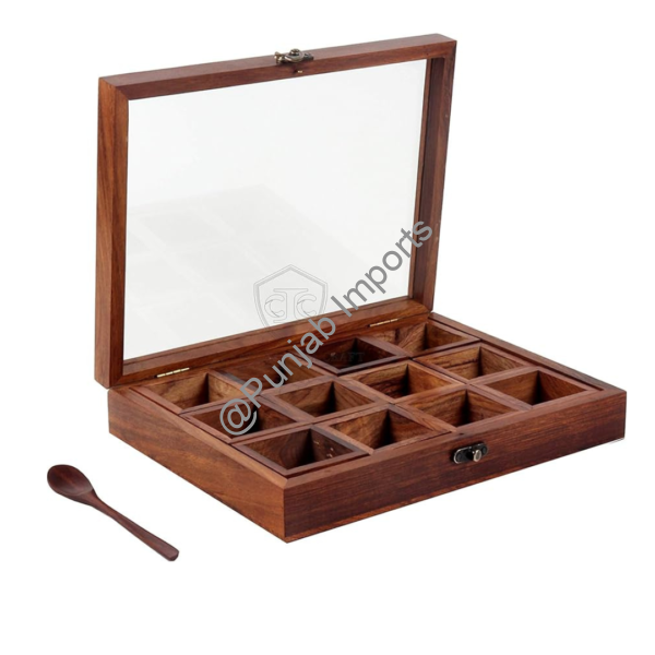 Wooden Spice Box 12 (Kvg)