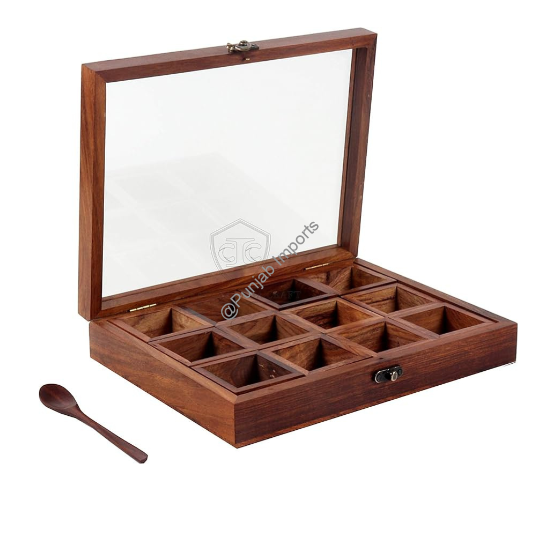 Wooden Spice Box 12 (Kvg)