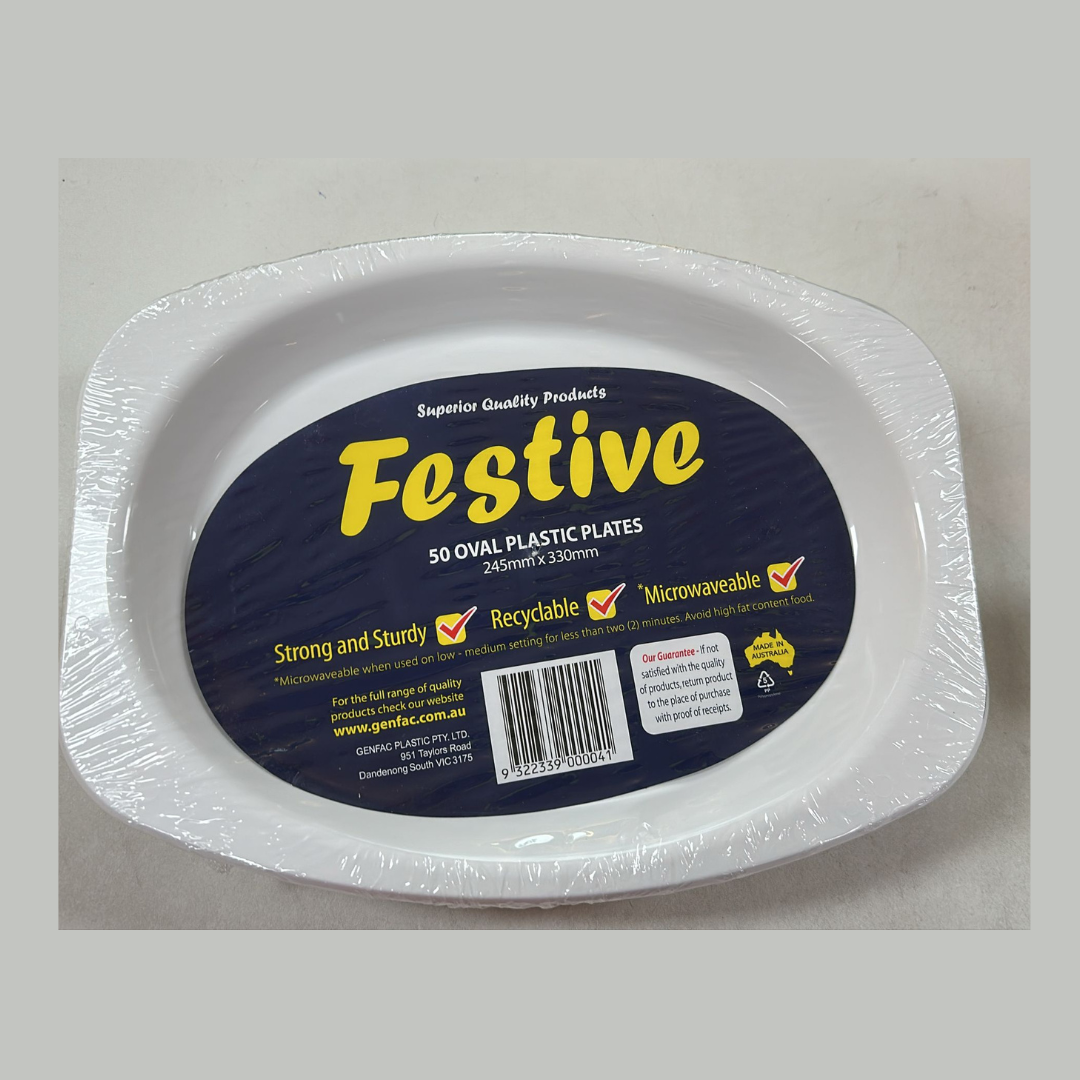 Festive Plastic Oval Plate 245*330 (50Pc)